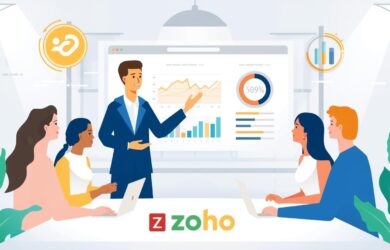 Zoho Analytics Services dashboard designed by a certified Zoho Analytics partner showing BI insights, charts, and KPIs for data-driven decisions
