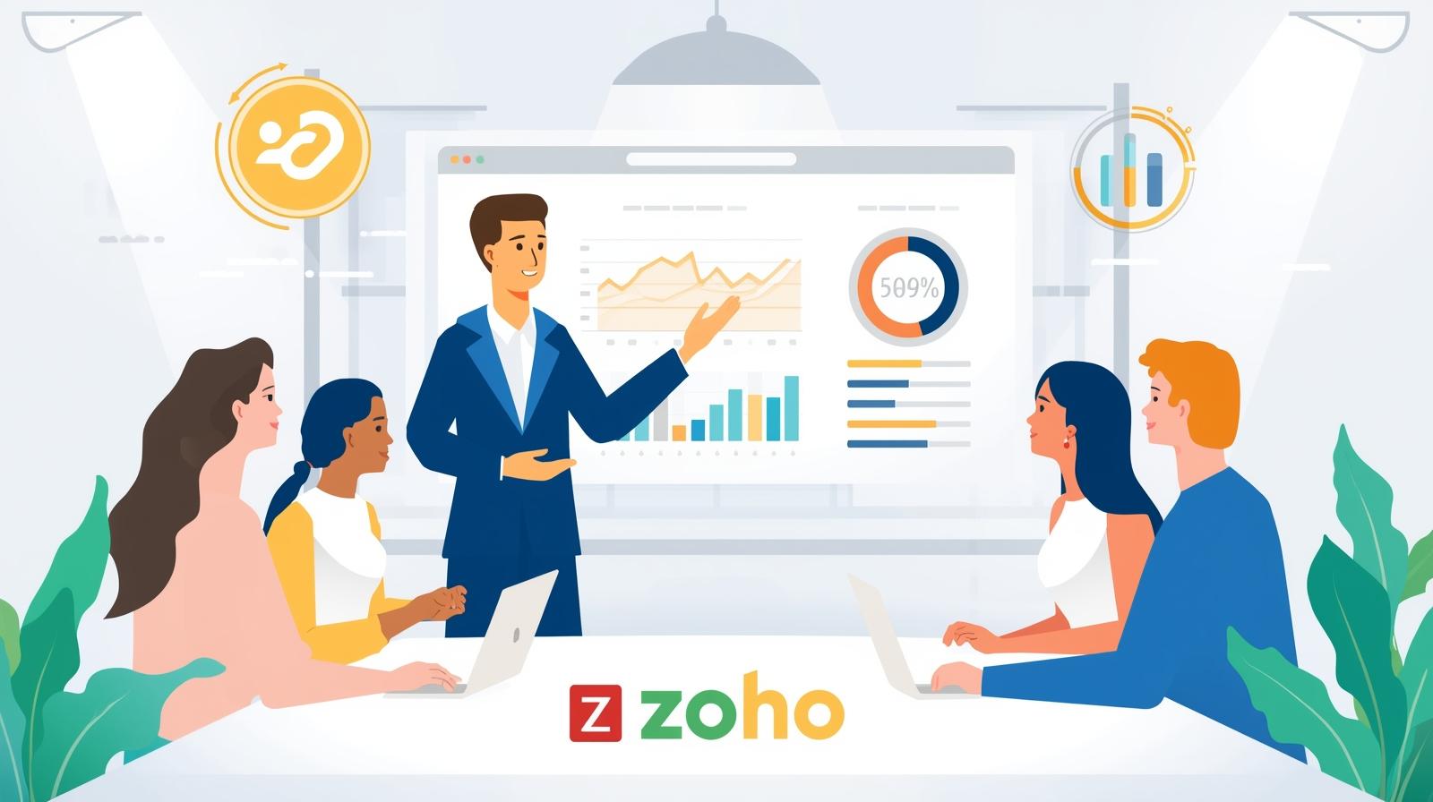 Zoho Analytics Services dashboard designed by a certified Zoho Analytics partner showing BI insights, charts, and KPIs for data-driven decisions