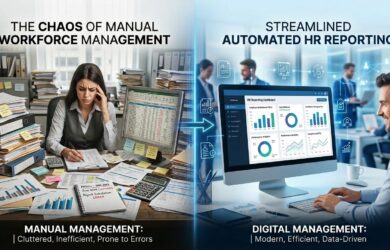 HR reporting challenges caused by manual workforce management and automated HRMS solution by ERPOcean