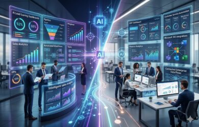 Salesforce vs Dynamics 365 AI CRM comparison with CRM automation, enterprise CRM solutions, Salesforce automation tools, and Microsoft Dynamics 365 services.